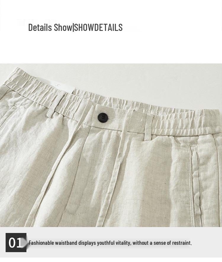 Men's Linen Drawstring Elastic Waist Long Pants - Casual, Loose, Breathable Beachwear