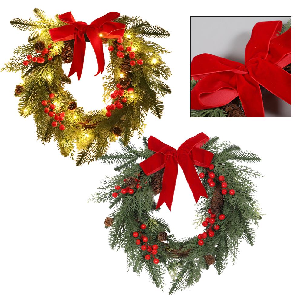 Christmas Wreath Berry Front Door Hanging Wreath With Large Bow Decoration Christmas Crafts Supplies Christmas Decorations