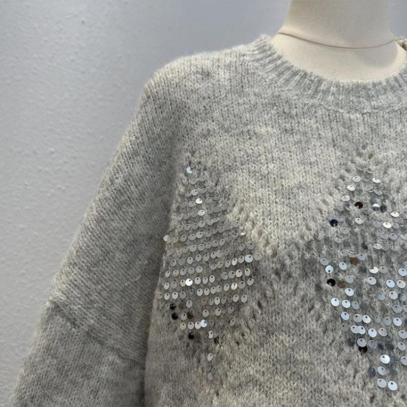 Női pulóver Ősz Tél Vastagított Pulóver Meleg Kötött Csíkos Kerek Nyakú Aláöltöző Rugalmas Hosszú Ujjú Oversize Kötött Felsők