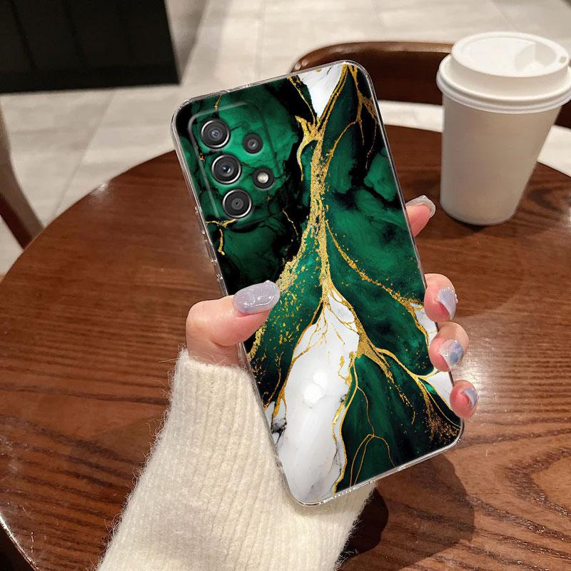 Watercolor Abstract Marble Pattern Clear Phone Case For Samsung Galaxy A56 A57 A37 A55 A54 A36 A35 A26 A16 A17 A07 A52 A34 Cover
