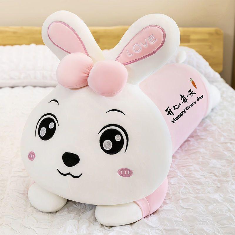 Adorable Rabbit Plush Long Pillow Soft Toy Ideal Gift For Girls In Pink And Blue Colors