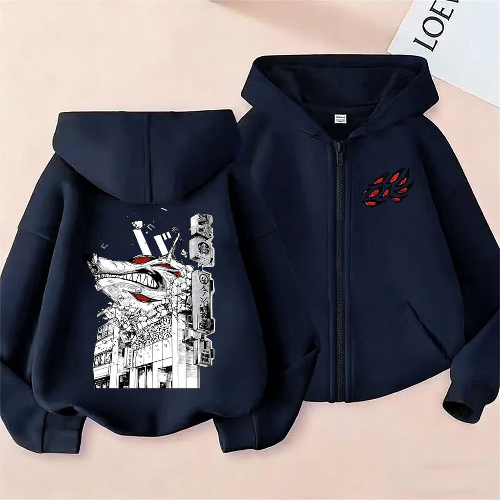 Anime Chaaw Man Zipper Hoodie Hayakawa Aki Summon Kon Fox Devil Zip Up Jacket Coat Men Women Casual Cartoon Manga Streetwear