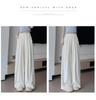 Women's High-Waisted Ice Silk Textured Wide-Leg Pants - Douyin Quality, White, Slimming, 2025 New Arrival