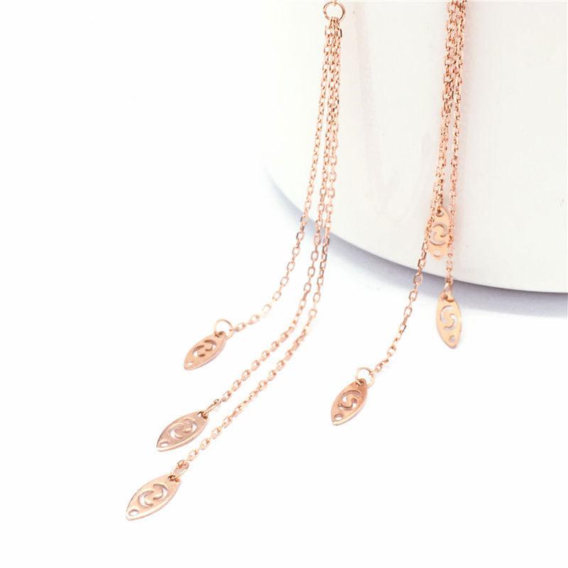 Purple Gold Fringed Ear Line Temperament Simple Color Gold Plated Rose Gold Earrings
