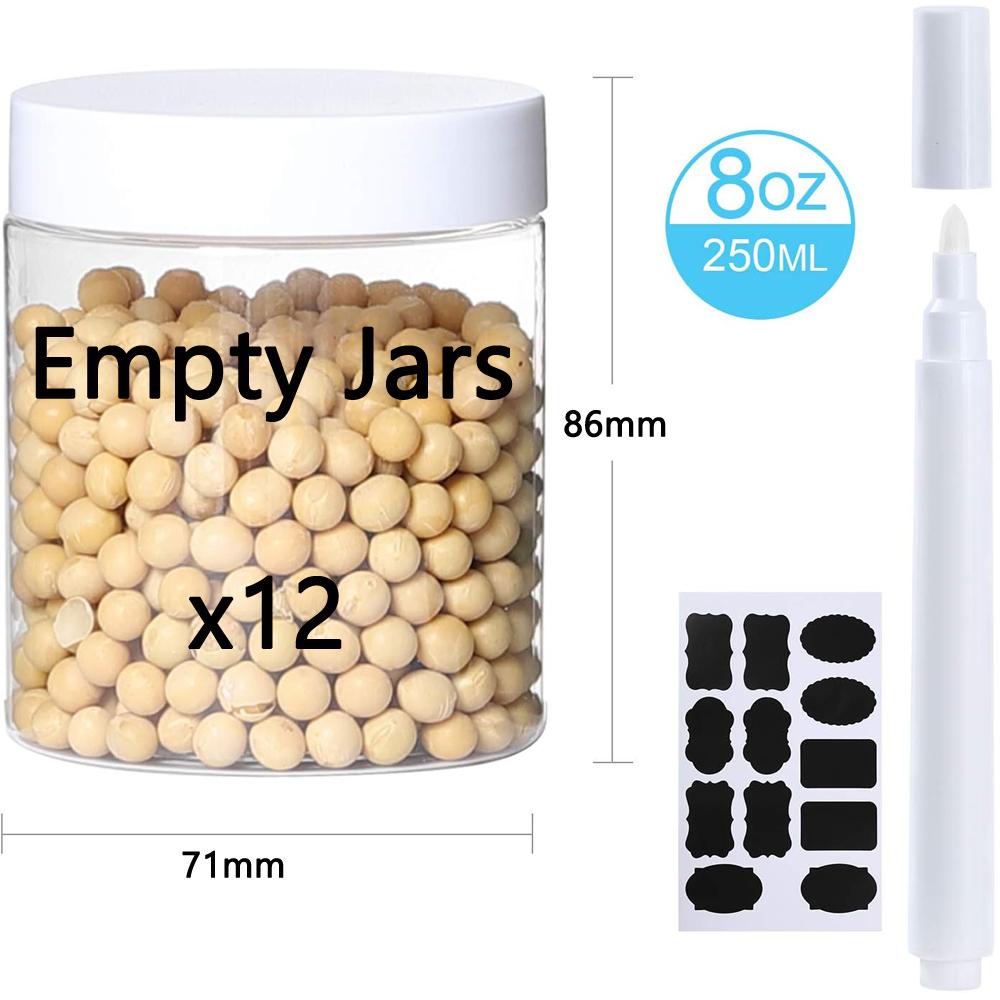 

8oz Plastic Jar Storage Container with White Lids Airtight Clear Wide-mouth Slime Storage Jars for Cosmetic Cream Light Clay