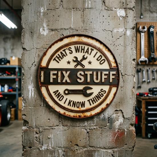 Metal Decorative Tag Vintage Garage Sign with Wrench Design Large Retro Distressed Wall Art for Bar Counters Tool Corners Man Cave Workshop Decor