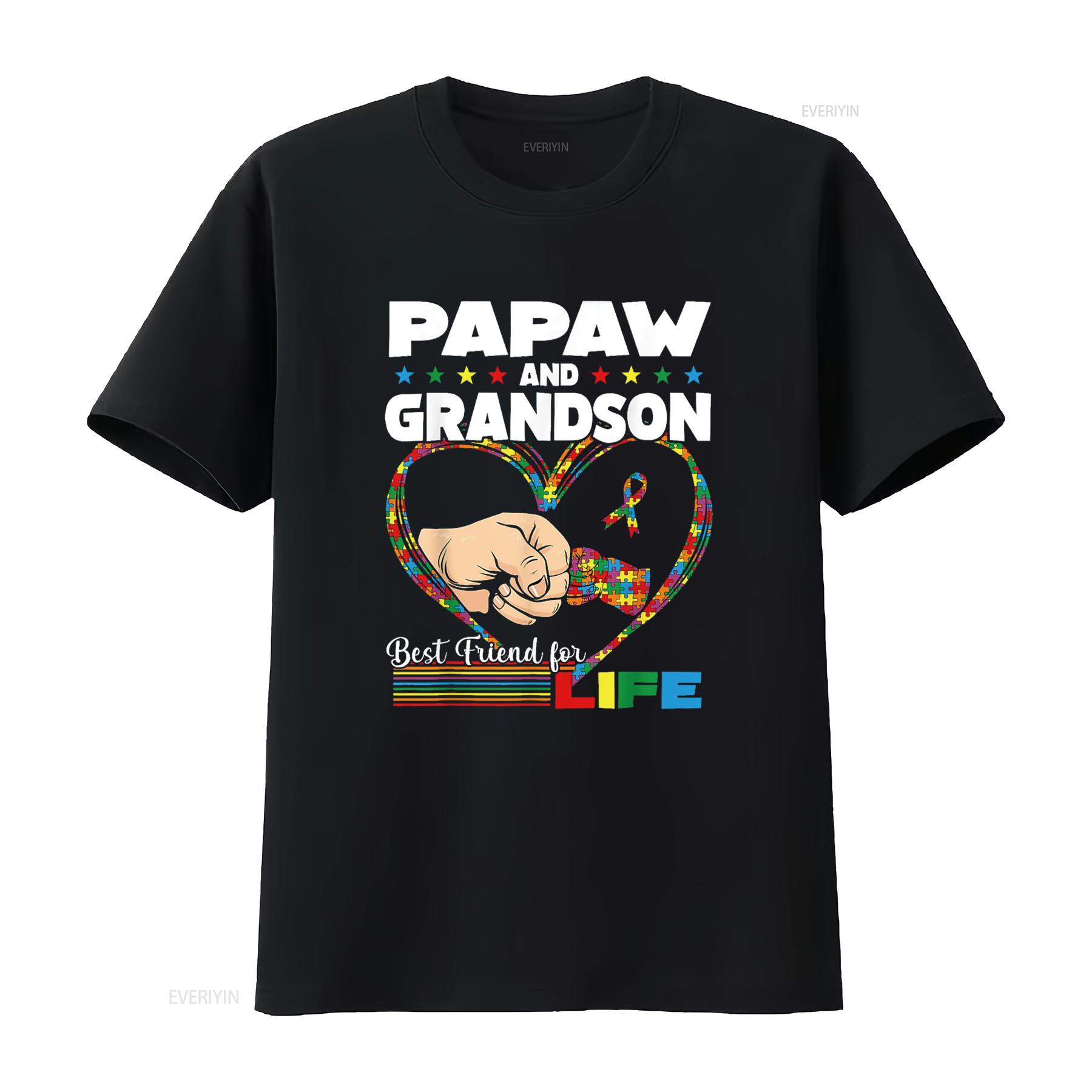 

Funny Autism Awareness Papaw Grandson Best Friend For Life T Shirt vintage Washed Top For Everyday Wear Comfortable 4XL