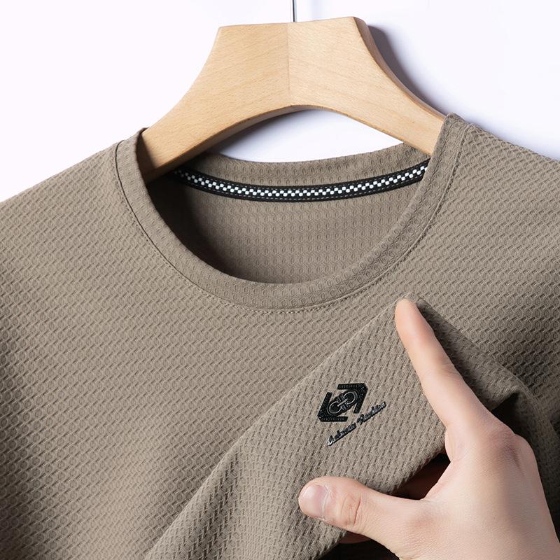 Crew Neck Short-Sleeved T-Shirt Medium Men'S Casual Clothes Thin Polo Shirt