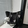 Casual Embroidered Butterfly Shoulder Bags for Women Sweet Ladies Large Capacity Handbags Plaid Portable College Girls Tote Bag