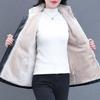 Autumn Winter Women's Fleece Leather Jacket Mid-Length Slim Fit PU Hooded Leather Jacket Flocked Thick Warm Leather Coat