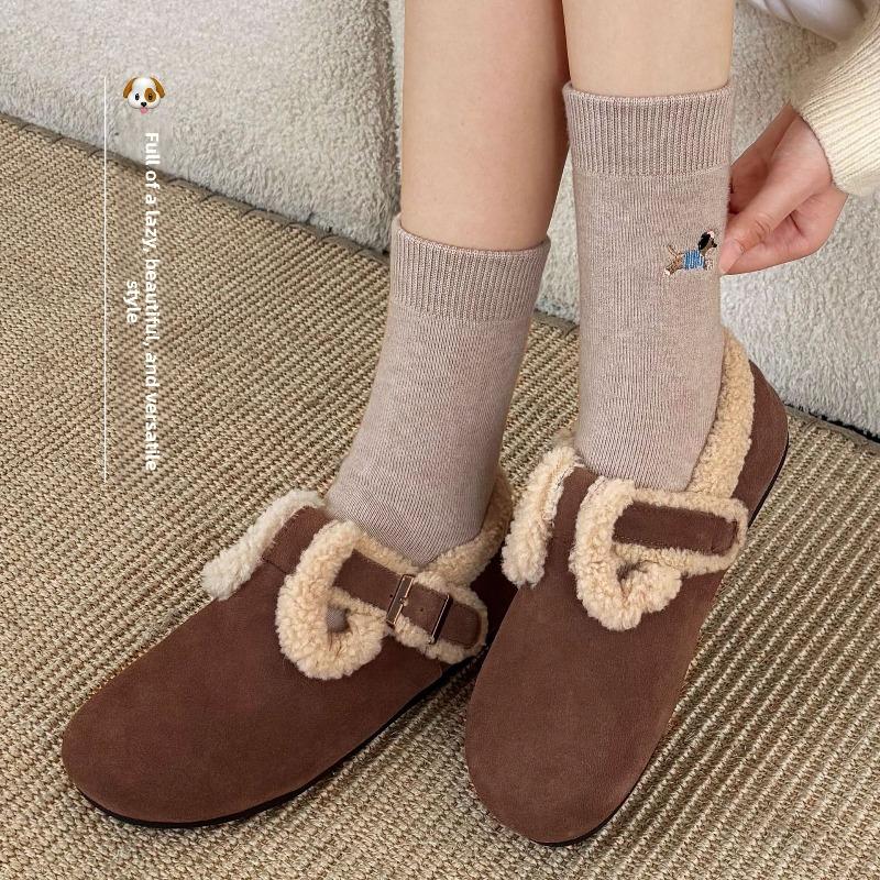 Cute Cartoon Embroidered Wool Mid-length Socks for Autumn and Winter, Thickened and Warm In Winter, Pile Socks