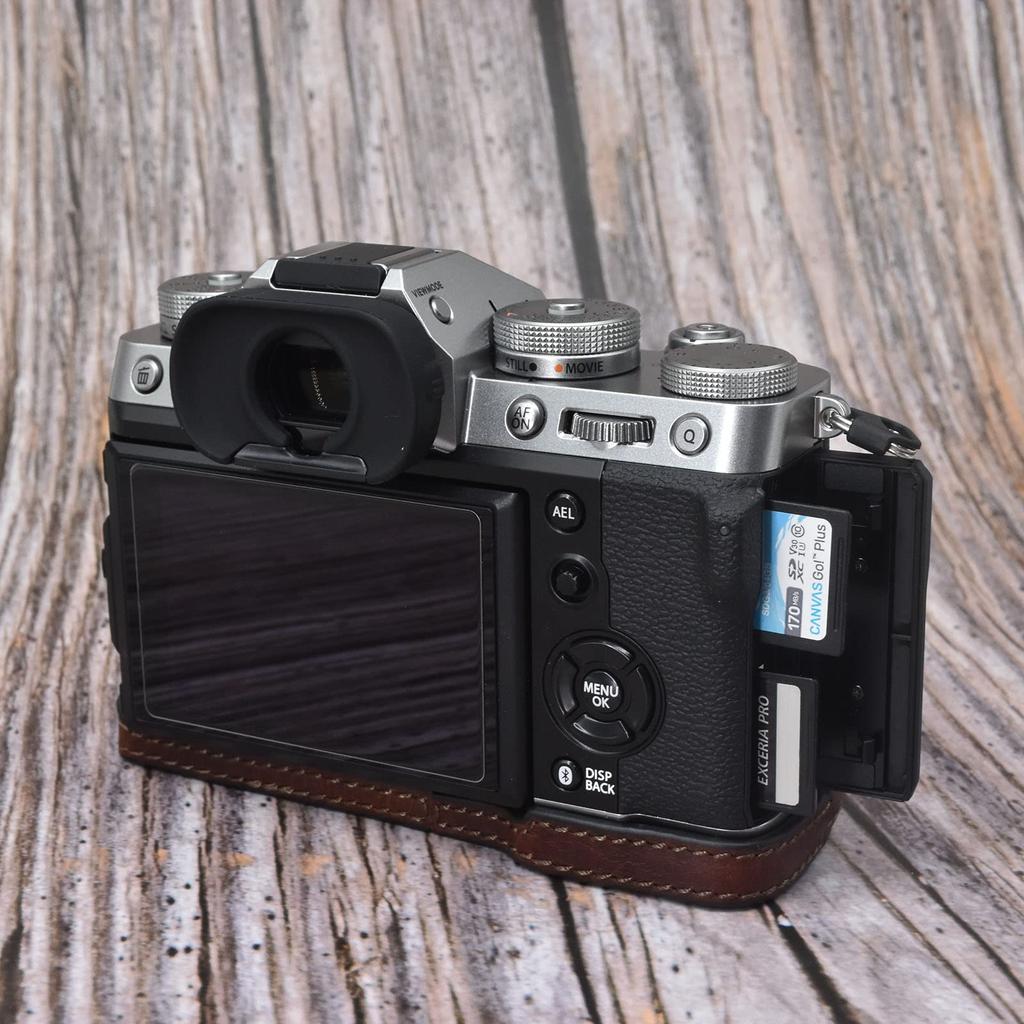 kinokoo XT5 Camera Case, FUJIFILM X-T5 Case, XT5 Cover, Genuine Leather Body Case with Battery Replacement and Tripod Mount (Brown)