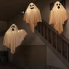 2/1pcs Halloween LED Glowing Ghost Hanging Lights, Horror Haunted House Props, Waterproof Indoor Outdoor Ornaments, Bar Home Party Decoration Supplies
