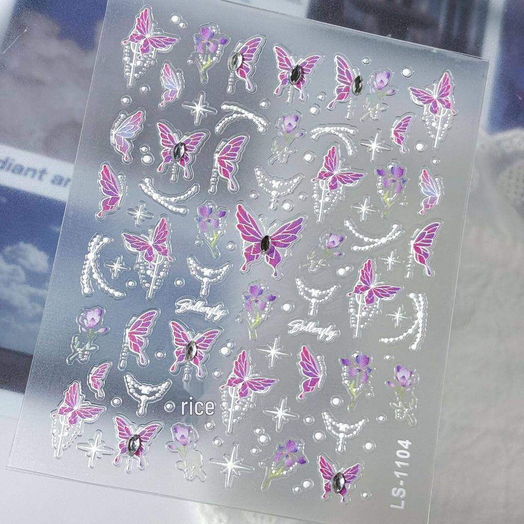 Crystal Diamond Butterfly & Rose Gradient DIY Nail Stickers