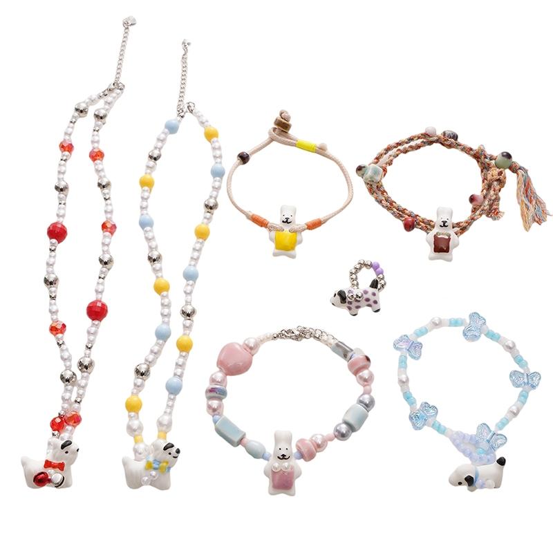 Lovely Ceramic Button Cartoon Ceramic Beads Cartoon Rabbit Puppy Button Beads DIY Jewelry Beads DIY Clothing Beads 1pc