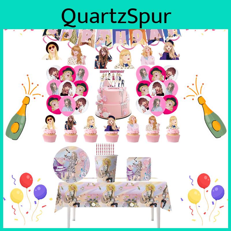 Taylor Swift Party Essentials Napkins Tablecloth And Hanging Swirls For Stunning Decor