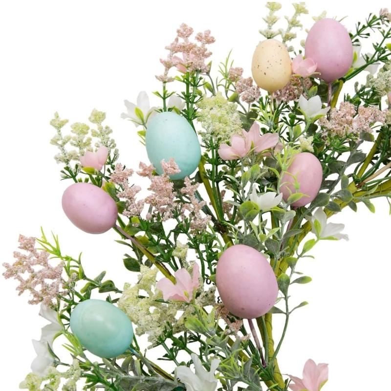Easy Hanging Easter Eggs Flower Wreath Plastic Holiday Decoration Garland Perfect For Front Door Wall Display