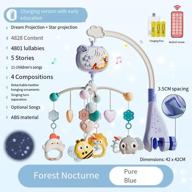 

1шт музыкальный детский мобиль для кроватки с подсветкой музыкальная проекция для младенцев пульт дистанционного управления игрушки для кроватки для новорожденного мобильный для игрушек для кроватки синий