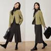 VICTORIA&VERA Women's Winter Designer Color-Block Wool Blend Short Coat V9017D03