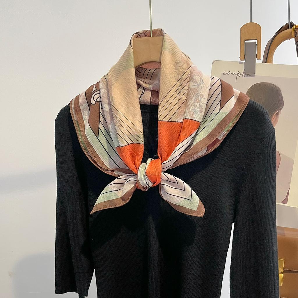 Cotton Feel Headscarf Women Autumn Spring Warm Wraps Soft Neckerchief Fashion Floral Print Hijab Foulard Bandana Head Scarves