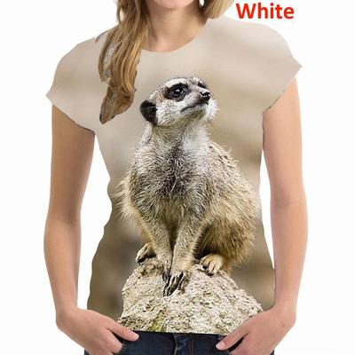 Erdmännchen Lustiges 3D-Druck-T-Shirt für Damen, lässiger Pullover, T-Shirt, Tops