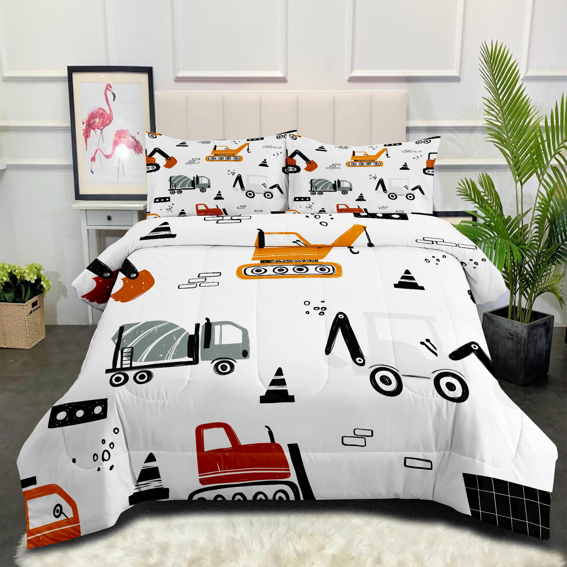 

Excavator, Bulldozer, and Construction Vehicle Microfiber Comforter Set - 3 Piece Set 140*200cm