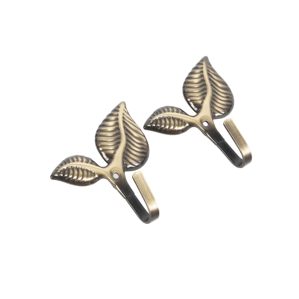 Pack of 2 Leaf Shape Decorative Wall Hooks, Curtain Hooks and Coat Hooks for Home Organization