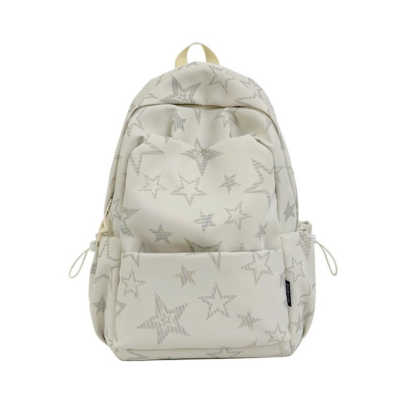 Schoolbagins Korean Pink Star Printed Backpack Girls Junior High School Schoolbag Large Capacity Leisure Travel Versatile Backpack