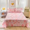 Pink Floral Bed Sheet Set Soft Cotton 4 Pieces Queen Botanical Bed Set, 8 Inch Deep Pocket Fitted Sheet, Flat Sheet, Pillowcases