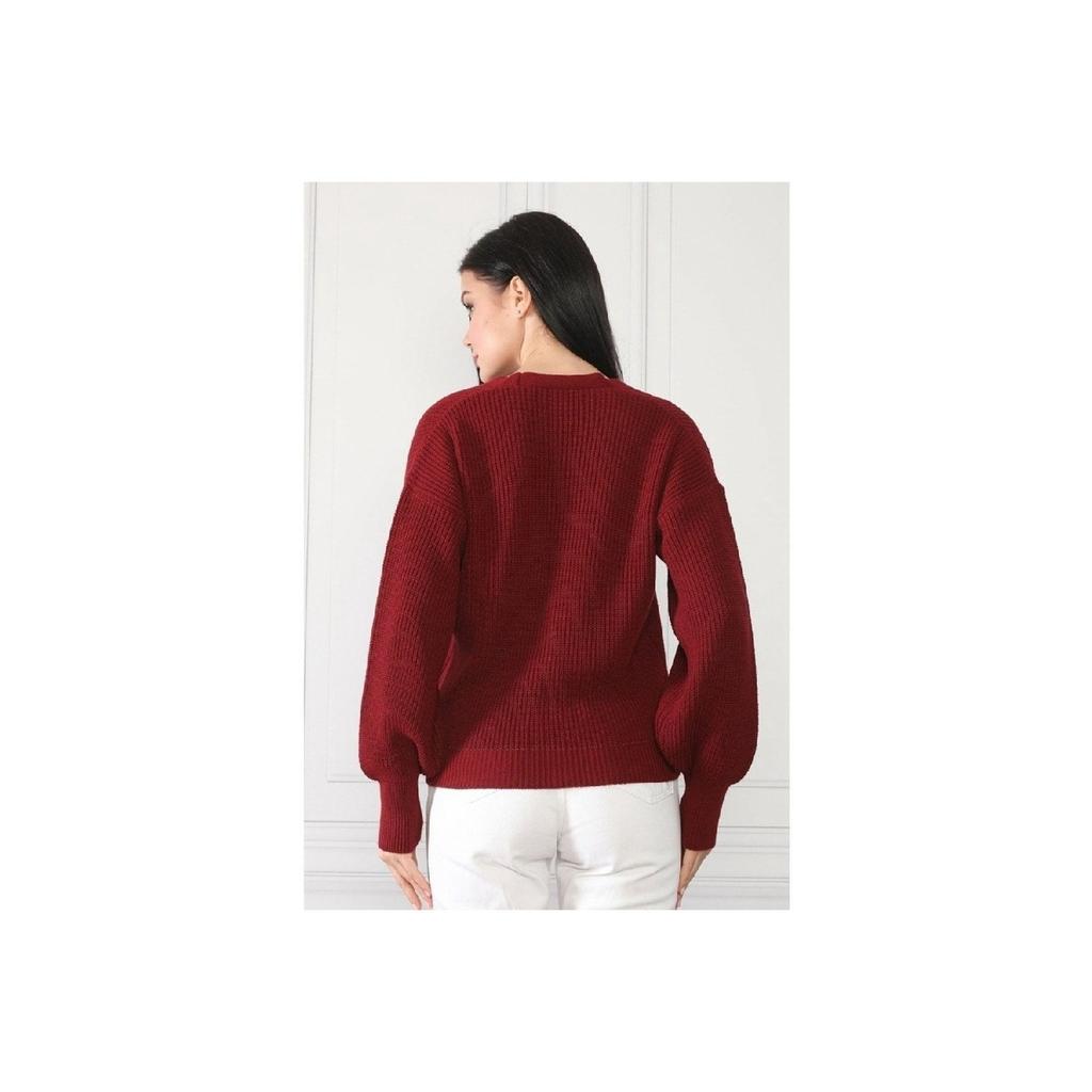 Damen Strickjacke in Steinfarbe mit V-Ausschnitt und Knöpfen