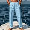 Spring/Summer Men's Cotton Linen Pants Summer Fashion Casual Solid Color Loose Plus Size