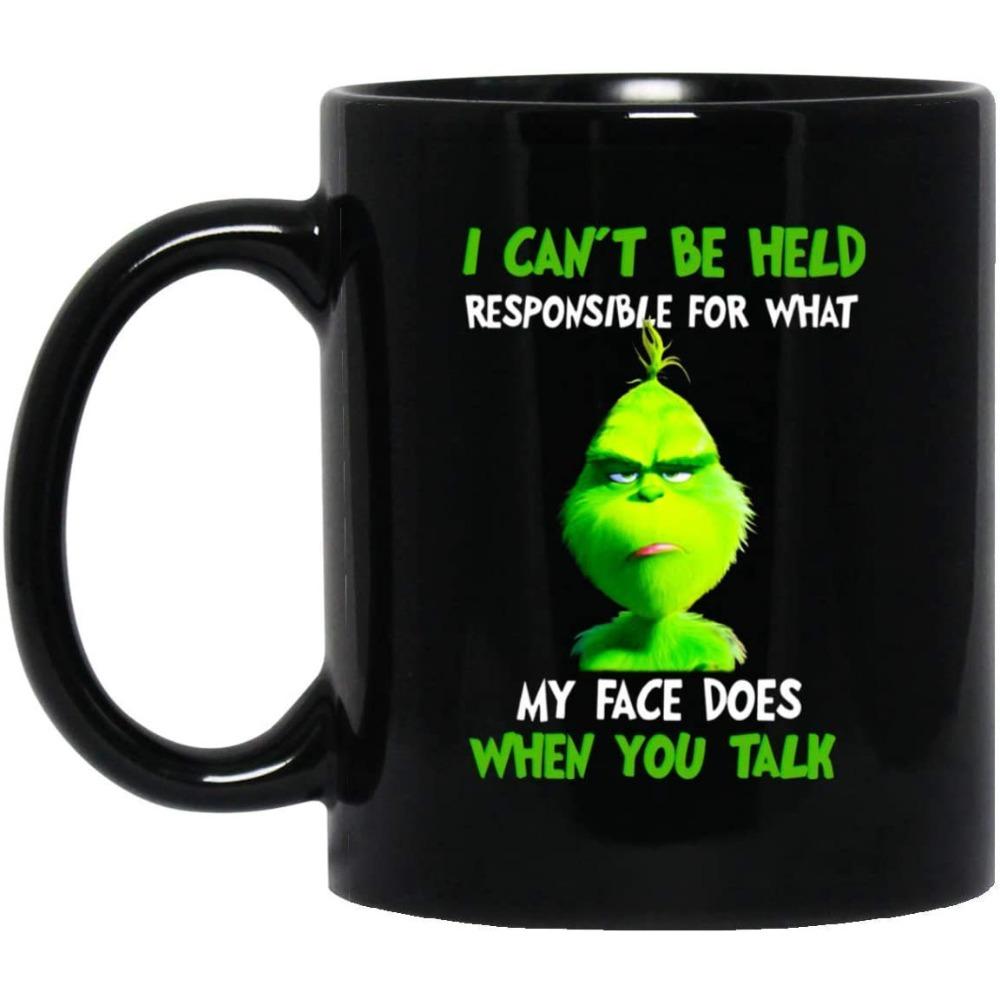 Plush Green Grinch Christmas Ceramic Coffee Mug Tea Mug 301-400ml чёрный