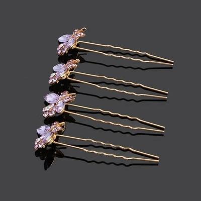 Hairpin Accessory 4-Piece Set Purple Updo Hairpin