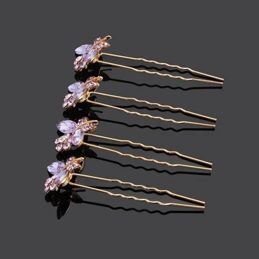Hairpin Accessory 4-Piece Set Purple Updo Hairpin