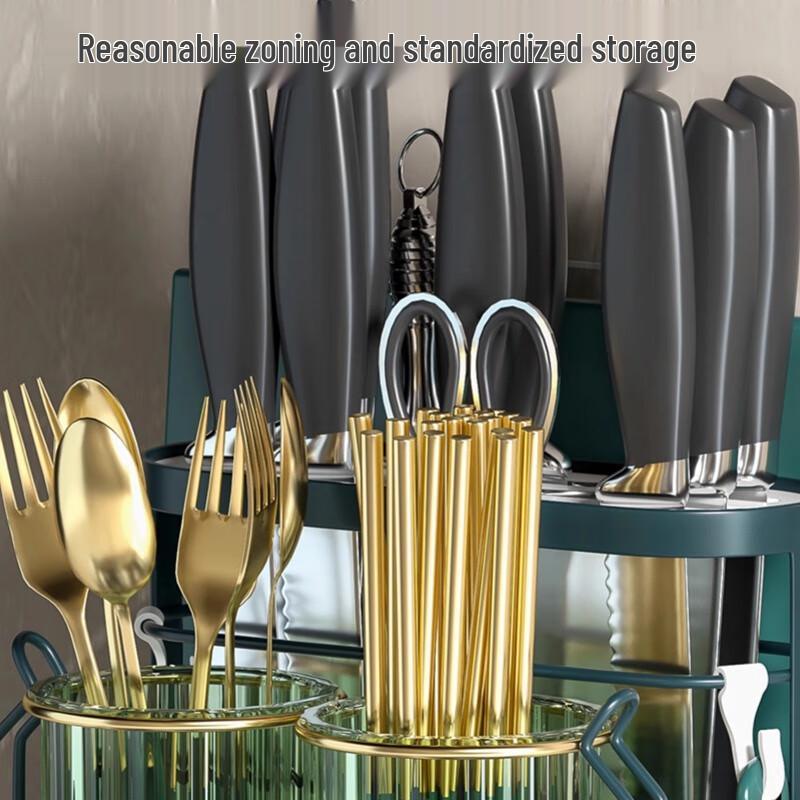 Dark Green Kitchen Utensil Storage Rack