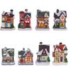 Christmas Luminous House Ornaments Micro Landscape Villa Resin Handicraft Xmas Gifts For New Year Decor