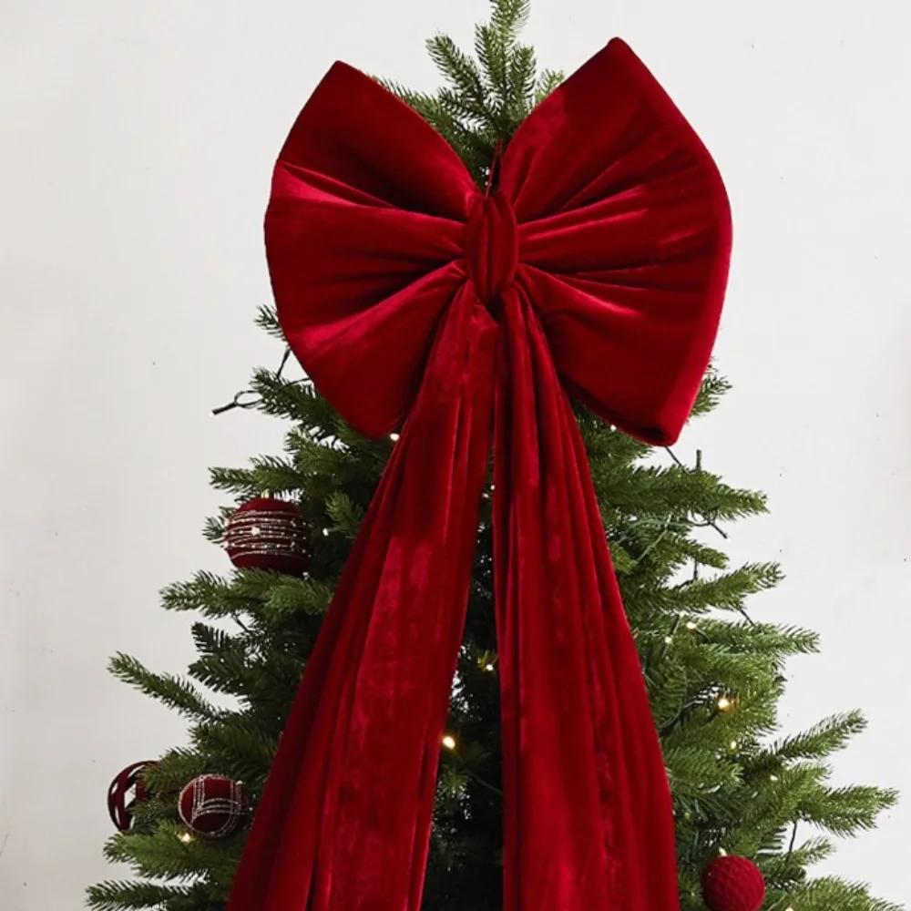 200cm Large Christmas Bow Pendant Red Velvet Xmas Tree Bowknot Pendant Ornaments for Home Decor New Year Party Gifts Decoration