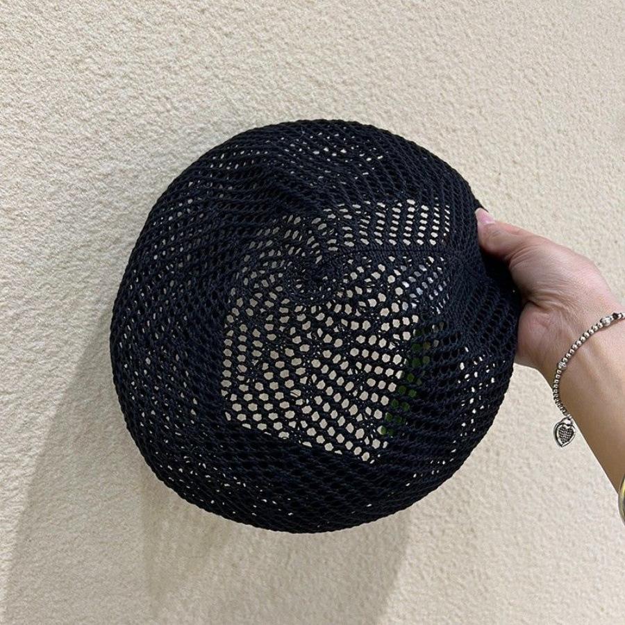 

Women s Hollow Out Beret Vintage Harajuku Style Mesh Bucket Hat Breathable Face Slimming Artist Cap Summer Kawaii M 56-58cm