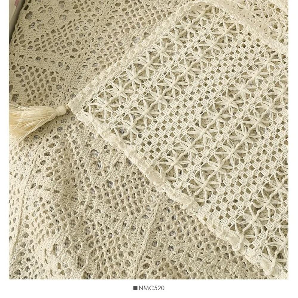 Tassel Hollowed-out Knitwear Bohemian Ethnic Style Ladies' Crochet Shawl Sunscreen Beach Wear Vacation Style Shawl Summer Season