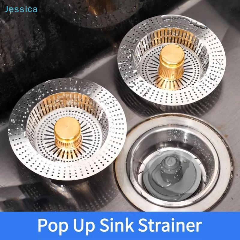 Stainless Steel Sink Strainer Drain Filter - Anti-Clog Hair Catcher With Extended Drain Board For Kitchenbathroom