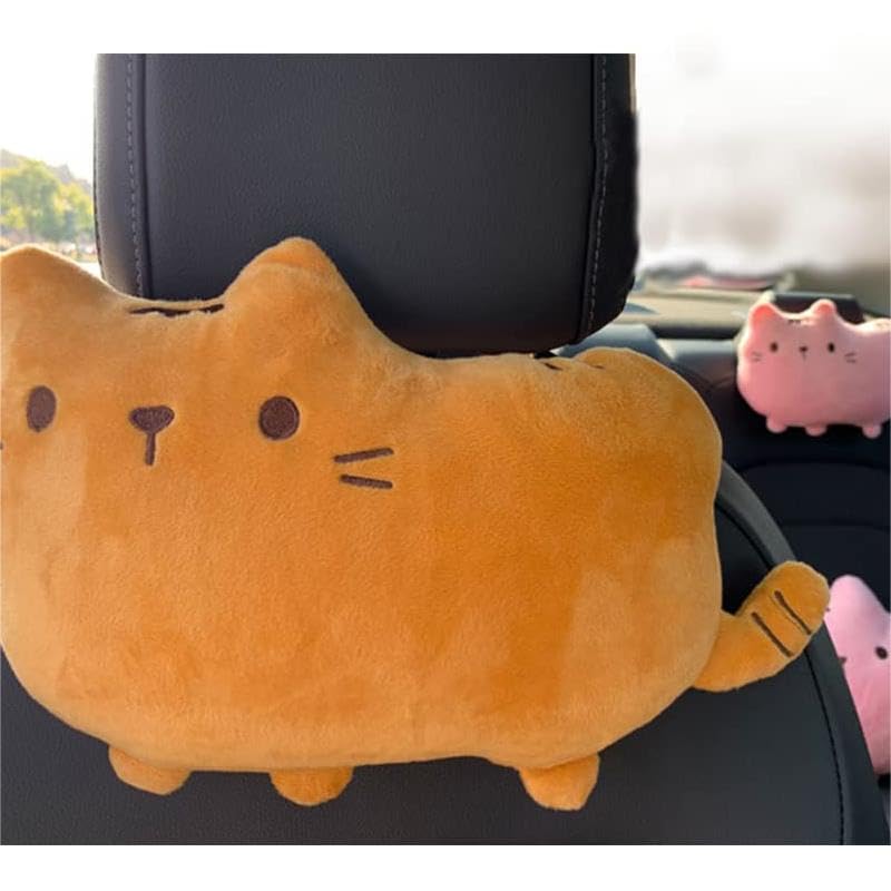 YUYAKESHI Lumbar Cushion, For Cars, Lumbar Support, Cute, Cats, Driving, Car Accessories, Chair, Back Cushion, Buckle Included (Gray, Lumbar Cushion)