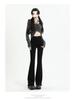 Spring/Summer Women's Black-Gray Frayed Micro-Flare High-Waisted Jeans