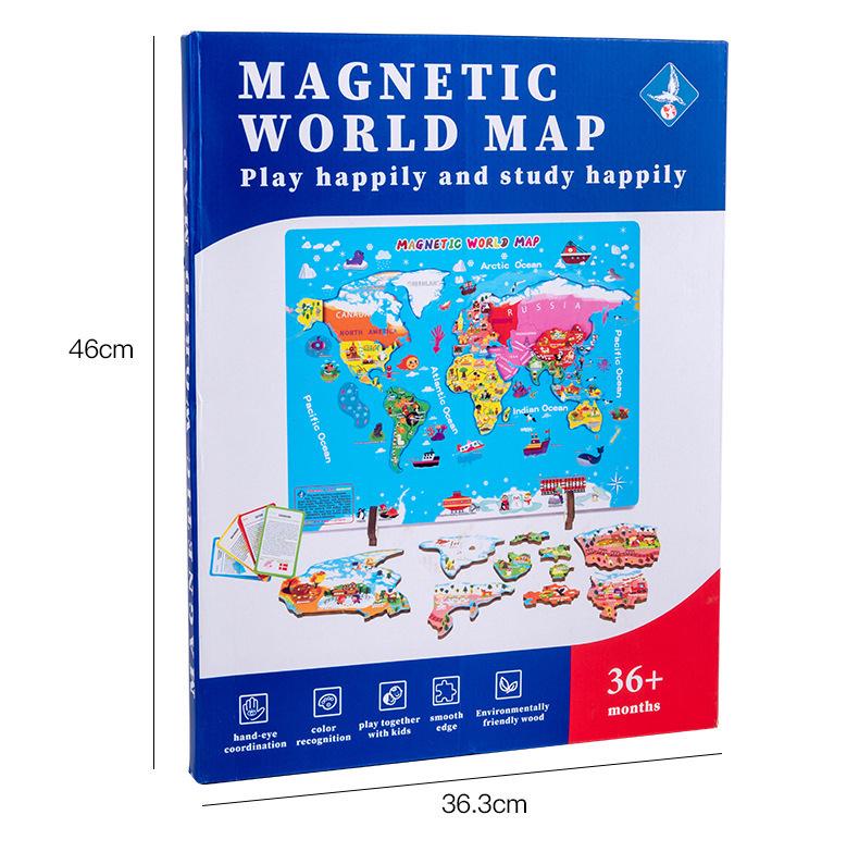 Cross-Border Children's Educational World Map Wooden Puzzle for Early Learning
