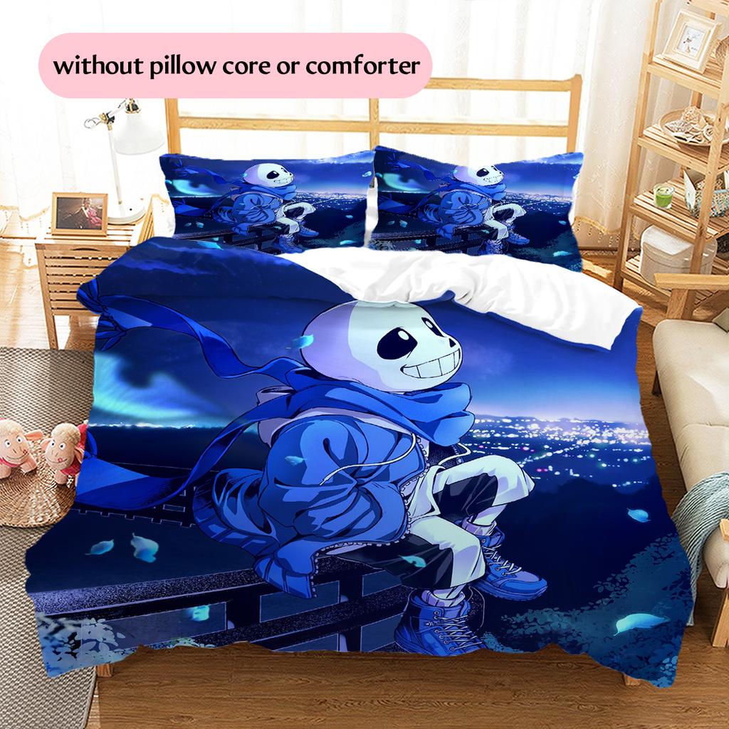 Sans  Pattern Bedding Quilt Set  Home Decoration  Gift (1 * duvet cover + 2 * pillowcase  without core)