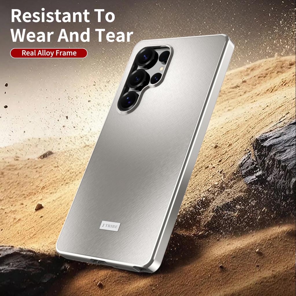 Luxuriöses texturiertes Brokat-Etui für Samsung Galaxy S23 Ultra/S24 Ultra/S25 Ultra Elegant Mit Metallrahmen Kameraschutz