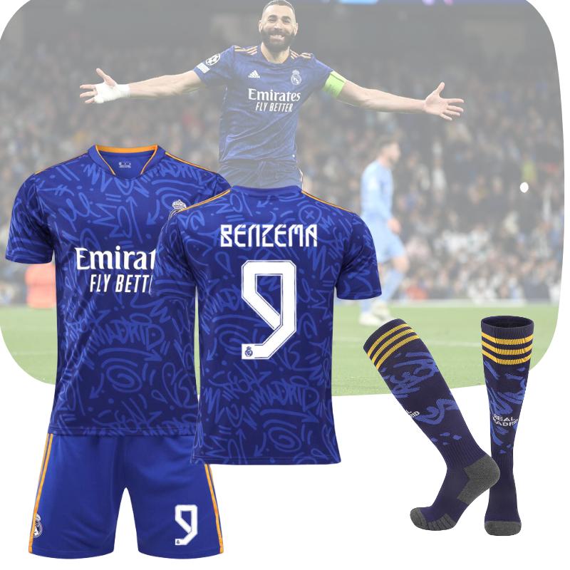 Season 2122 Real Madrid Number 9 Benzema Kid Adult Soccer Jersey Sports Apparel