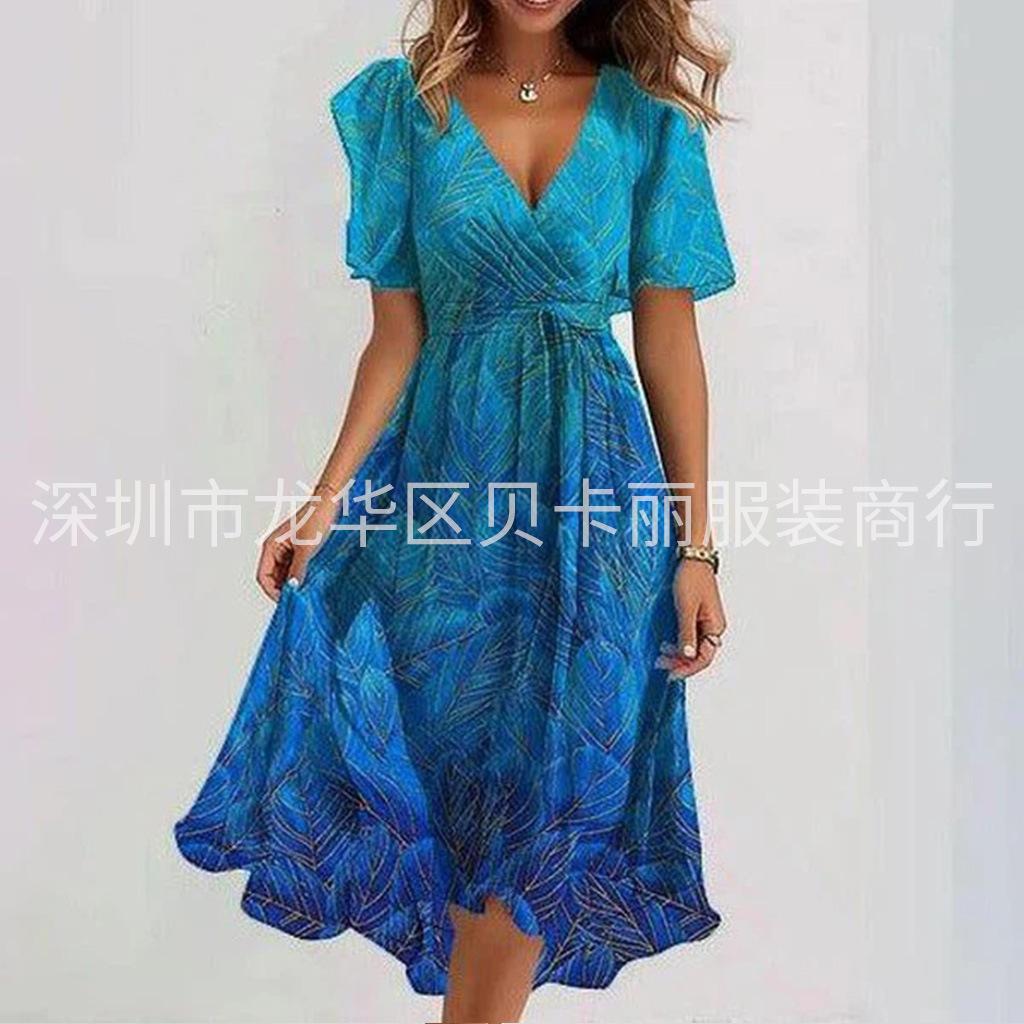 Loose Casual Comfortable V-neck Floral New Printed Dress