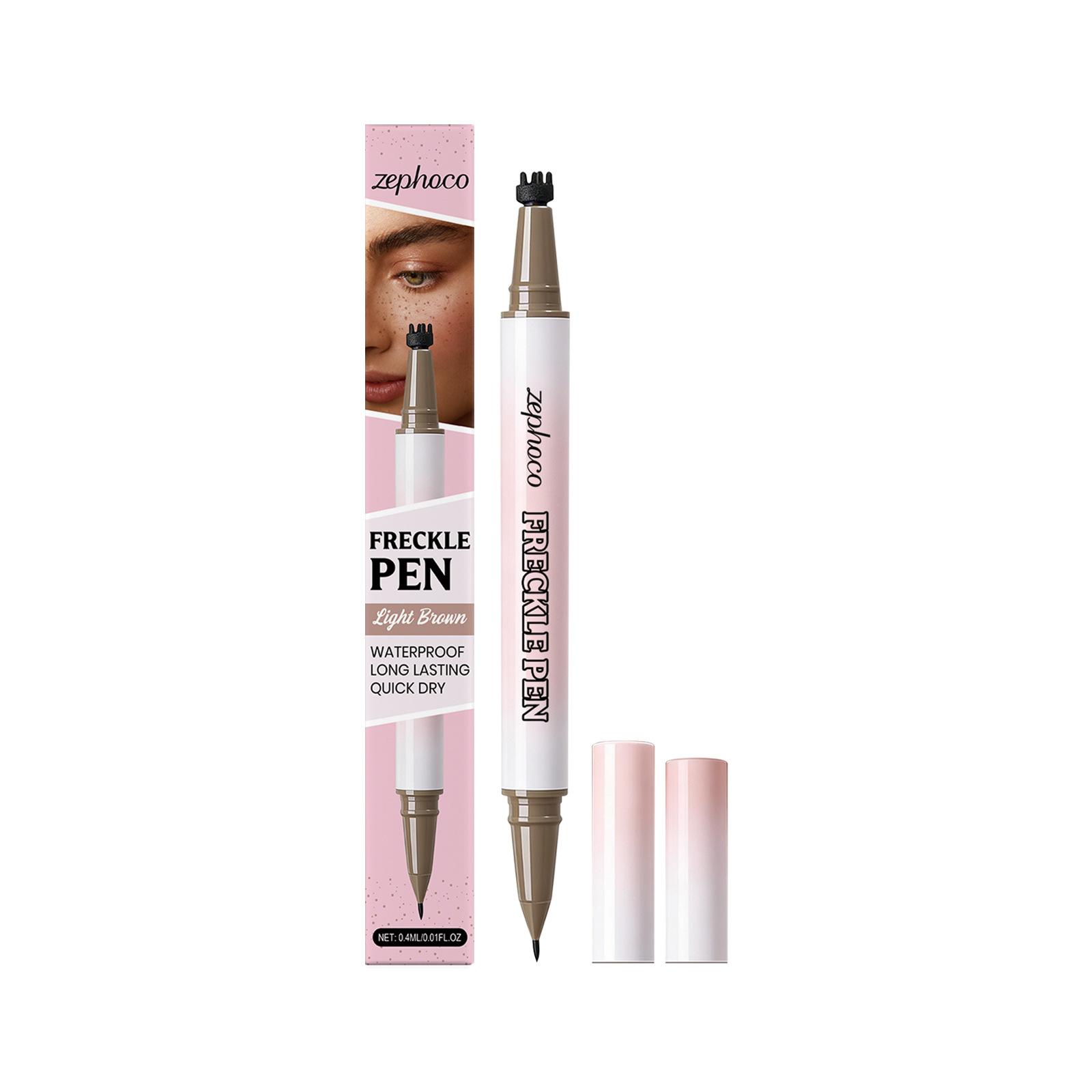 Zephoco Light Brown Dual-ended Freckle Pen, Smooth Texture, Natural Color, Easy To Create Versatile Freckle Makeup 0.4ml