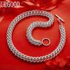 925 Sterling Silver Bold Double-Ring Braided Necklace - Banquet Gift Jewelry