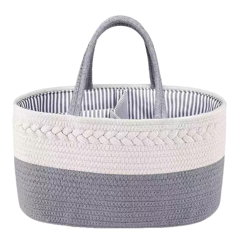 Baby Diaper Storage Basket With Removable Dividers And Cotton Rope For Nursery Organization